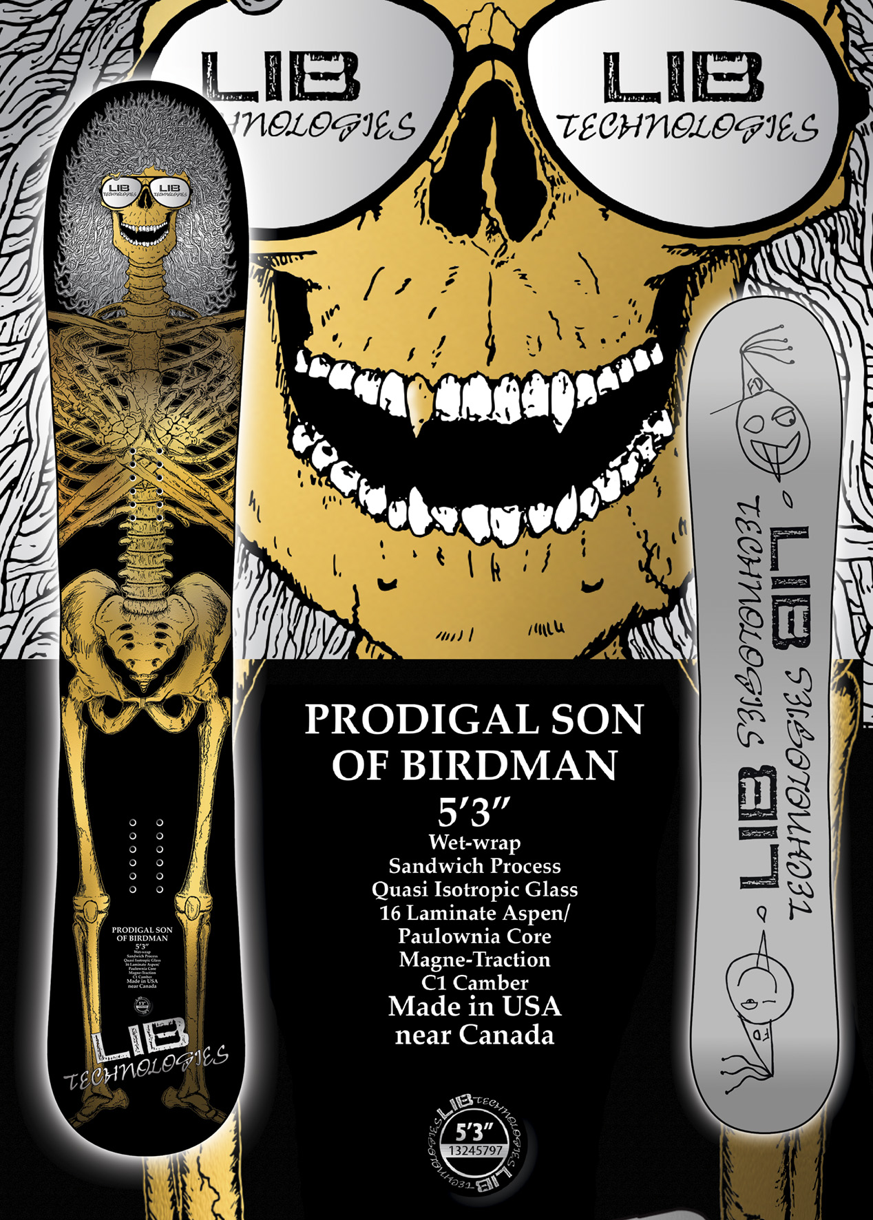 LIBTECH特別限定 TRICKSTAR別注　PRODIGAL SON OF BIRDMAN 30年を超えるマービンの歴史で初めてのボードです